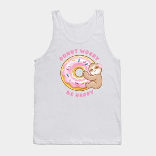 Donut Worry Be Happy Cute Sloth Tank Top